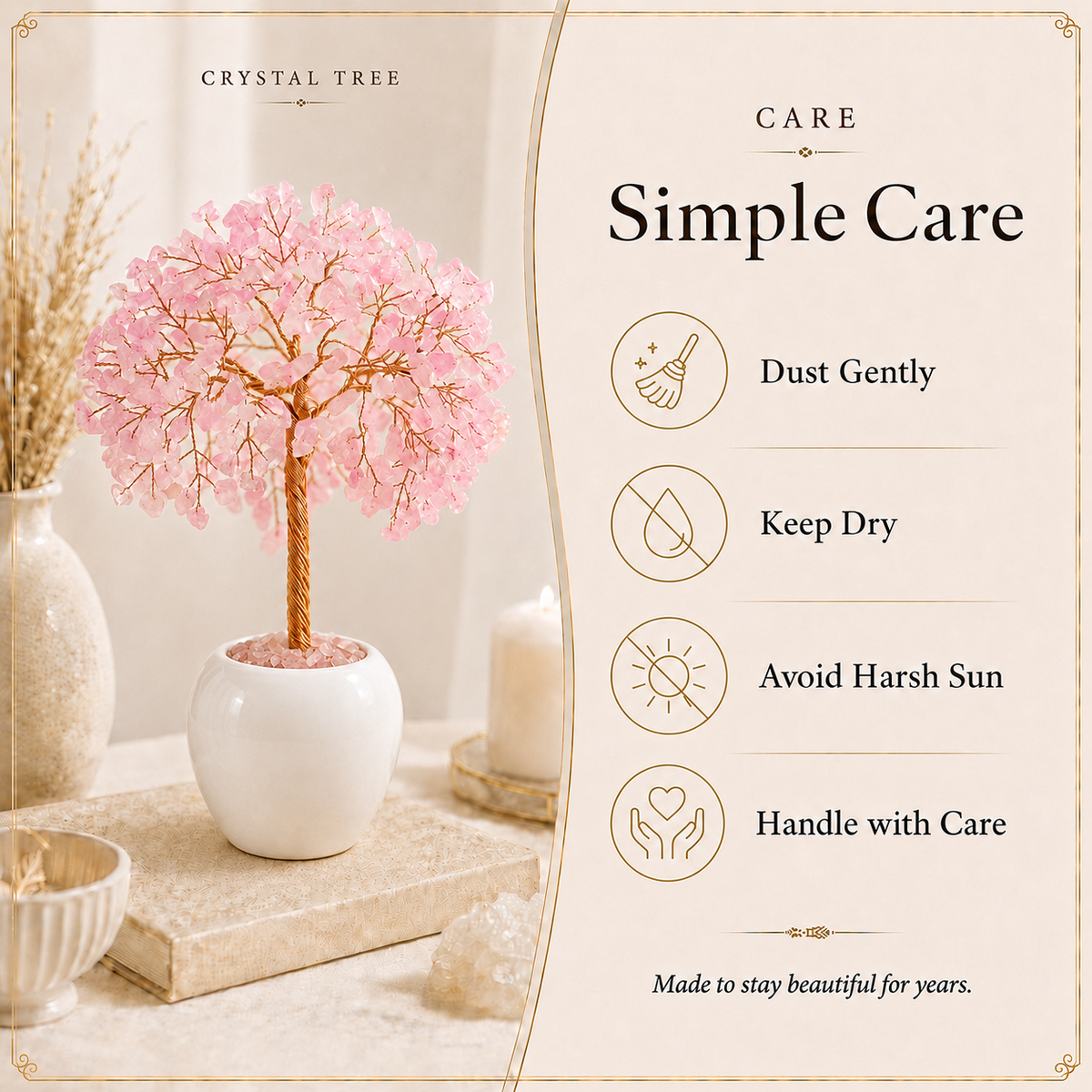 Rose Quartz Crysal Tree For your Good Luck