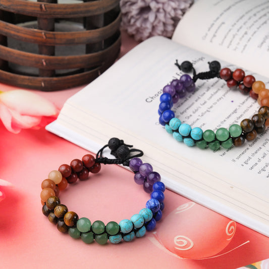 Seven Chakra Double Layer Certified Healing Crystal Bracelet