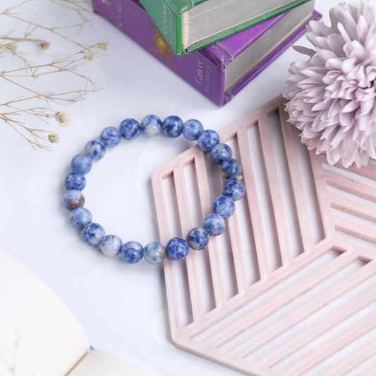 Sodalite Crystal Bracelet (Bead Size: 8mm, Length: 6-7 Inch)