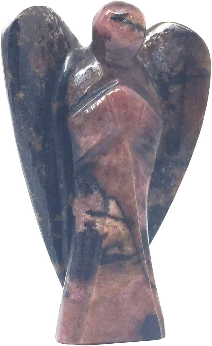 Rhodonite Crystal Angel Figurine & Statue for Love, Healing, and Balance