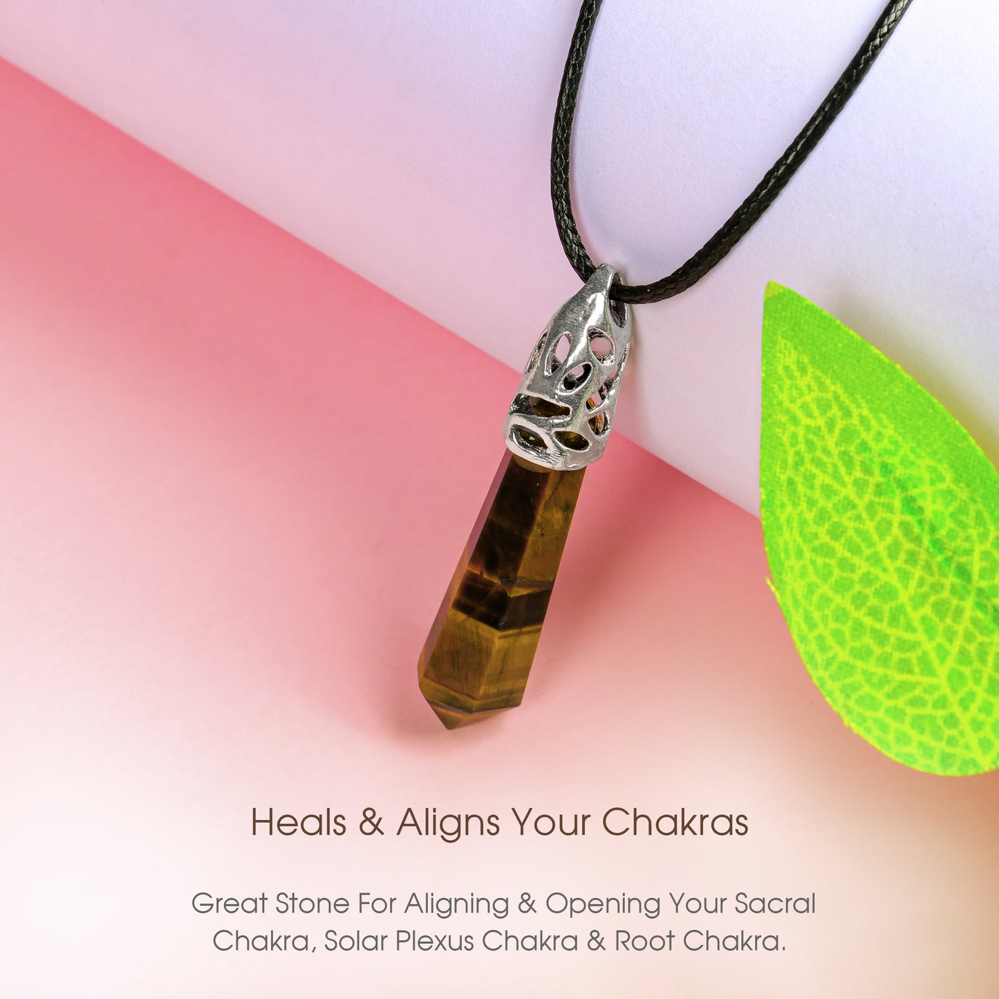 Tiger Eye Crystal Point Pendant for Confidence and Clarity