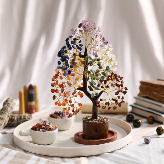 Seven Chakra crystal Gemstone healing tree for Positivity