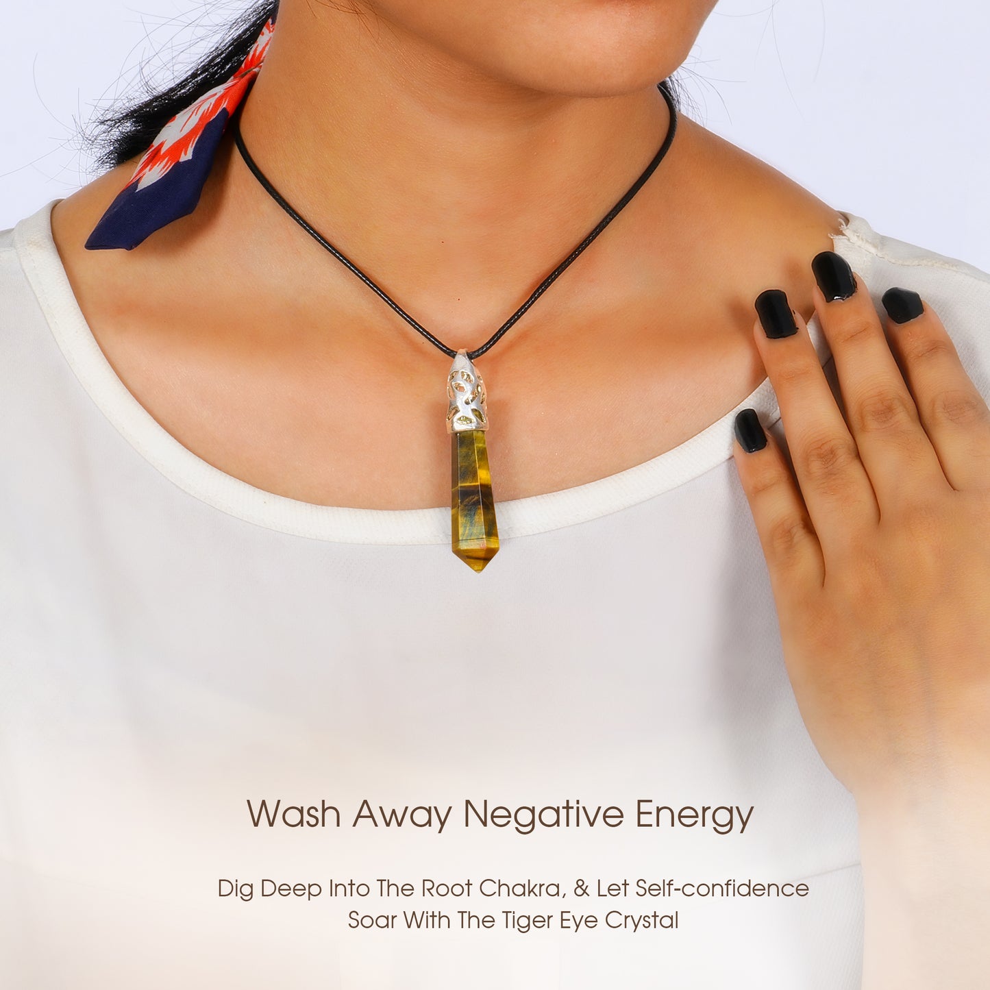 Tiger Eye Crystal Point Pendant for Confidence and Clarity