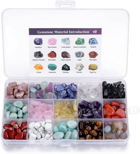 15 Healing Crystals and Stones Set - Tumbled and Polished Chakra Stone