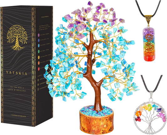Turquoise and Amethyst Tree 10-12" Healing Crystals Positive Energy