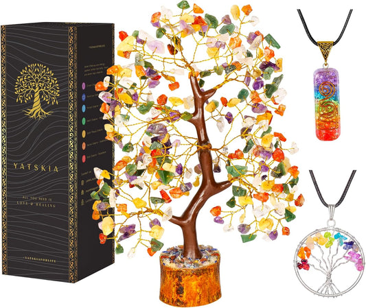Mix Chakra Crystal Tree with Healing Pendant
