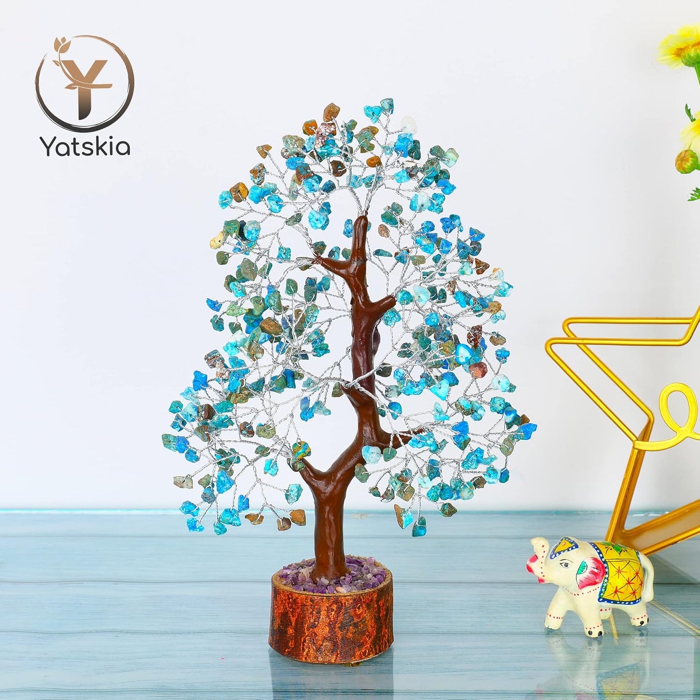 Turquoise Gemstone Tree10-12 Inches Healing Crystals Unique Home Decor