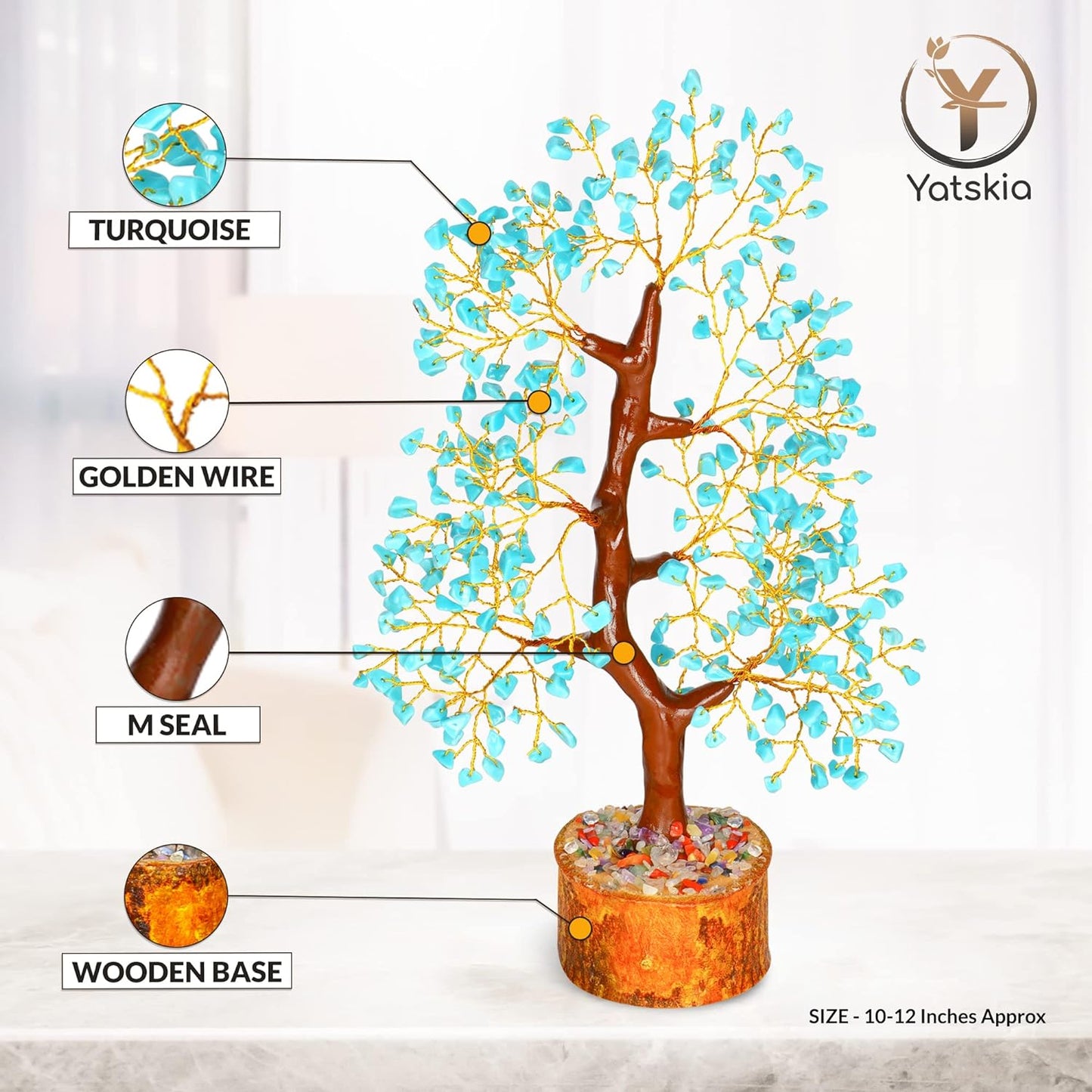Turquoise Tree - 10-12" Healing Crystals Positive Energy Home Decor