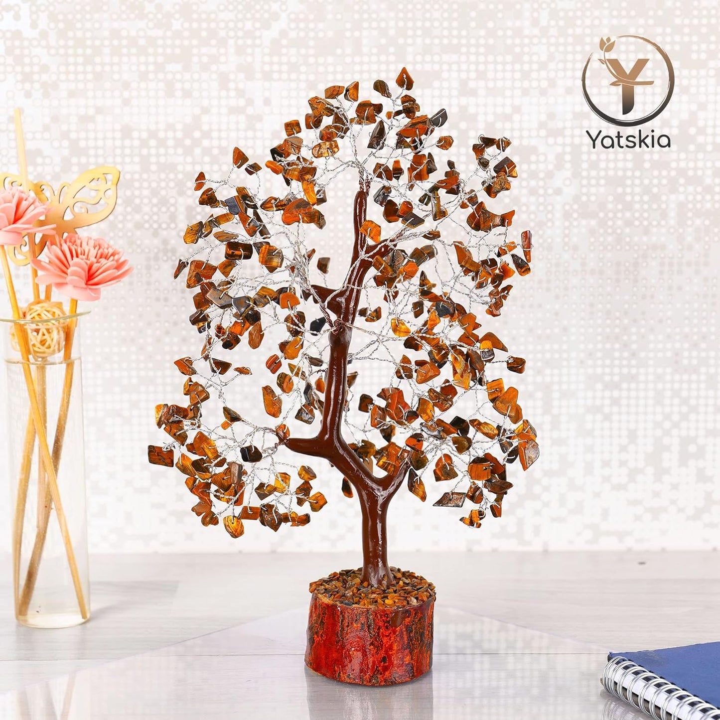 Tiger Eye Gemstone Tree Healing Crystals for Strength Positive Energy