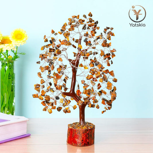 Tiger Eye Gemstone Tree Healing Crystals for Strength Positive Energy