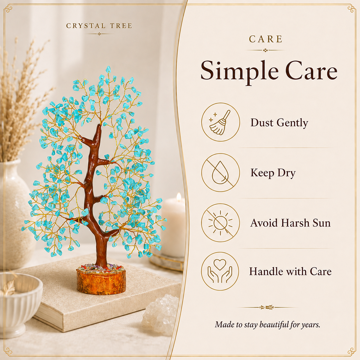 Turquoise Crystal Tree for Home, Office and Meditation