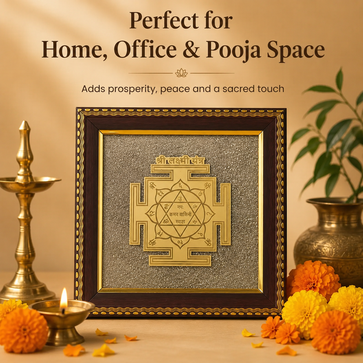Shree Lakshmi Yantra on Raw Pyrite Frame