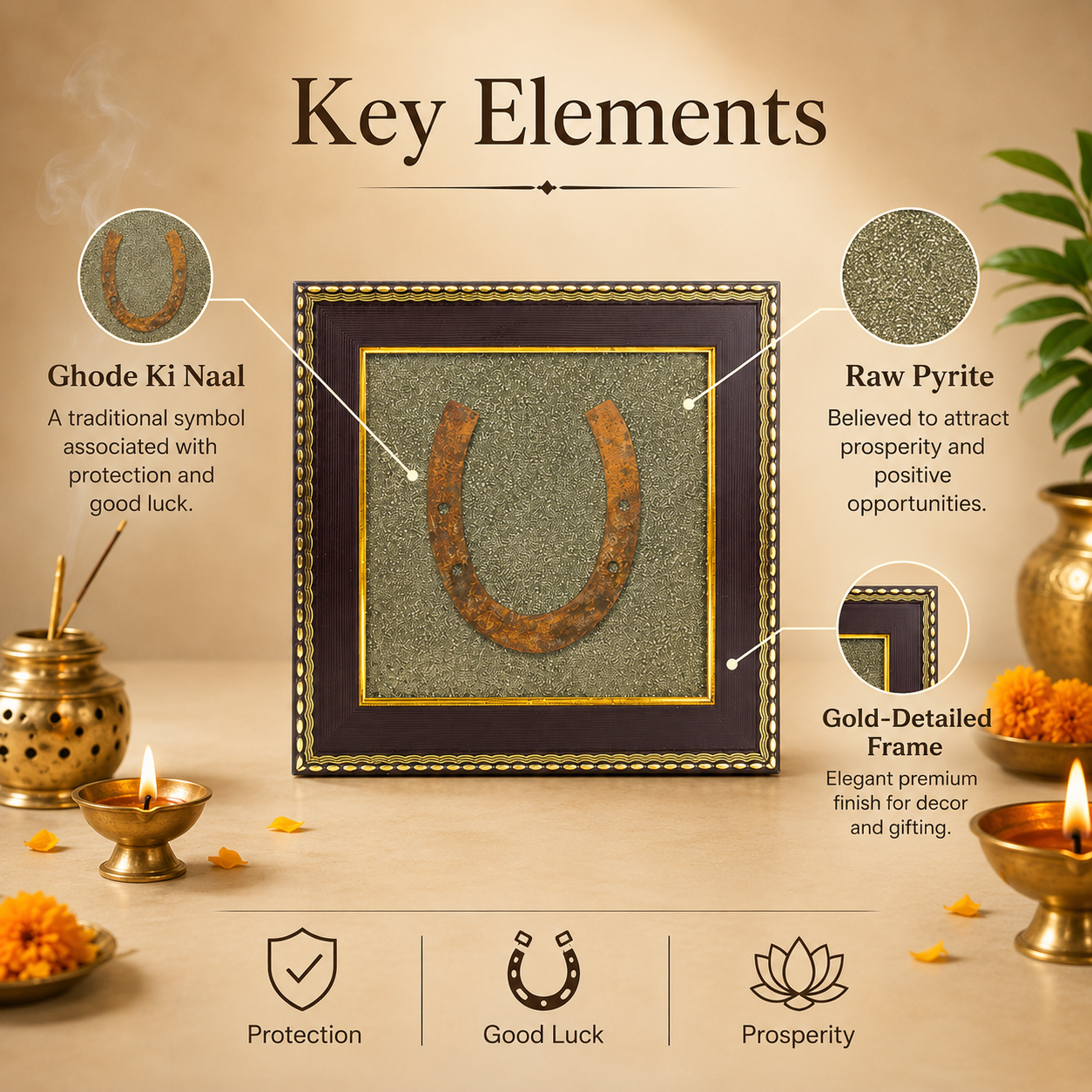 Ghode Ki Naal on Raw Pyrite Frame