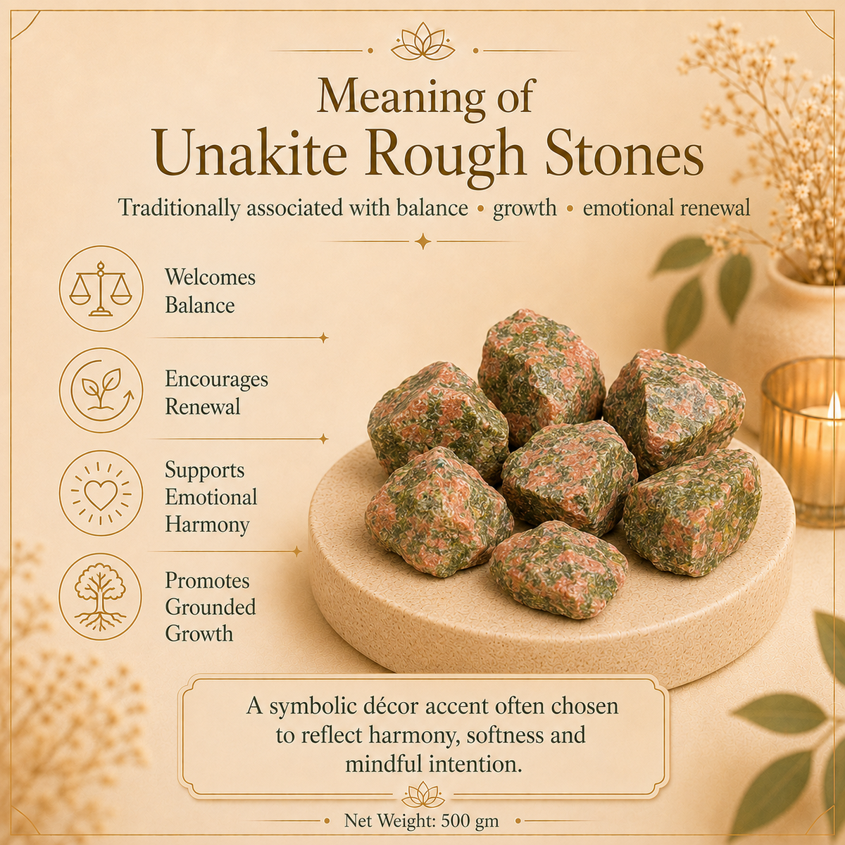 Unakite Raw Crystals and Stones (500 Gram)