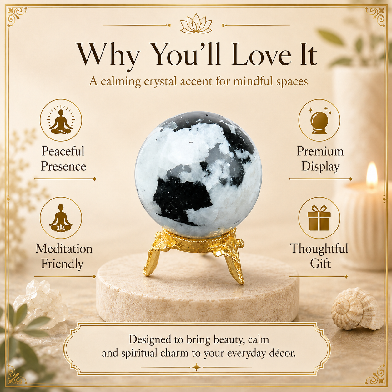 Rainbow Moonstone Sphere Crystal Ball Fortune Teller & Scrying Crystal