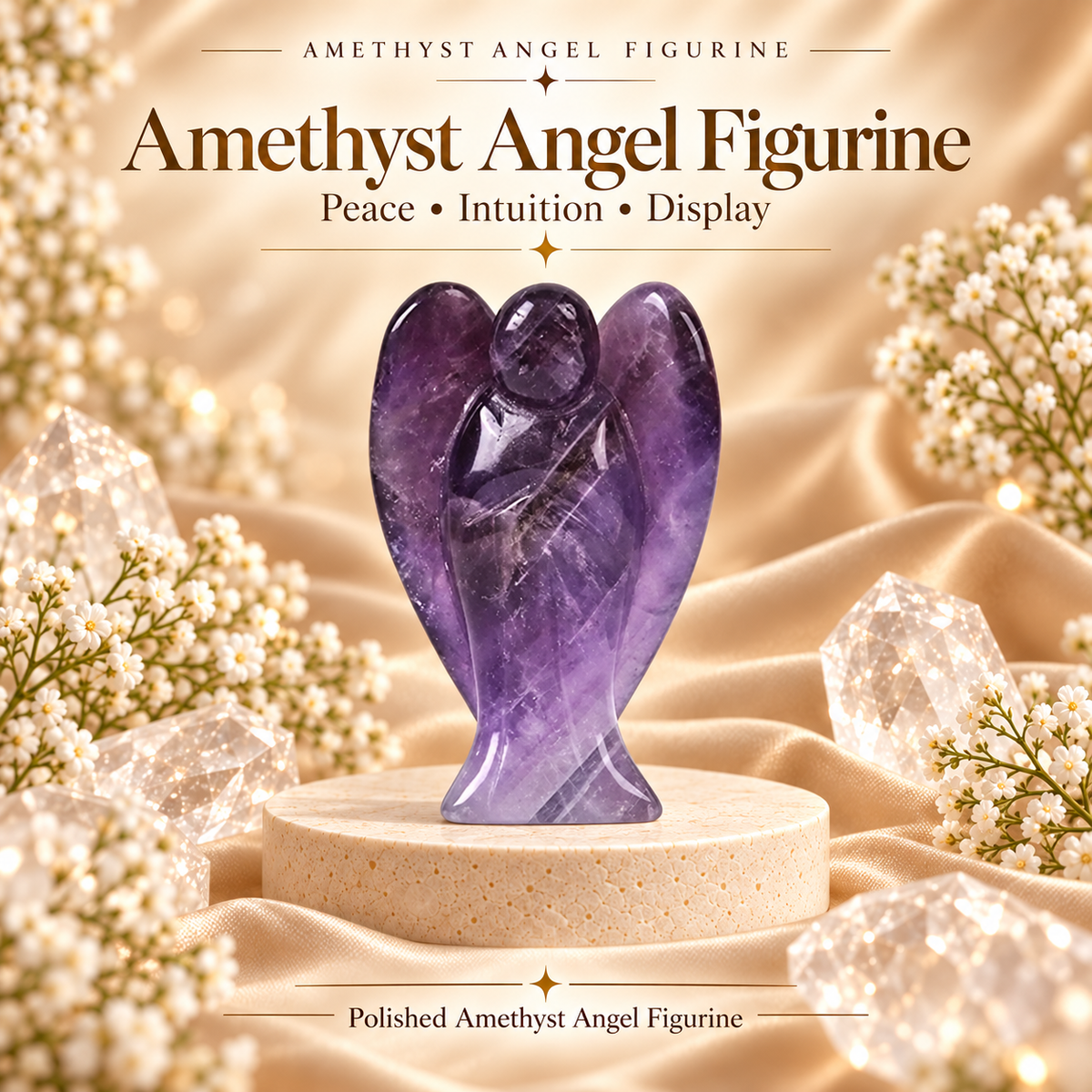 Amethyst Angel Figurine for Home Decor | GemGlow