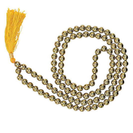 Natural Golden Hematite Gemstone 108 Bead Jap Mala Necklace