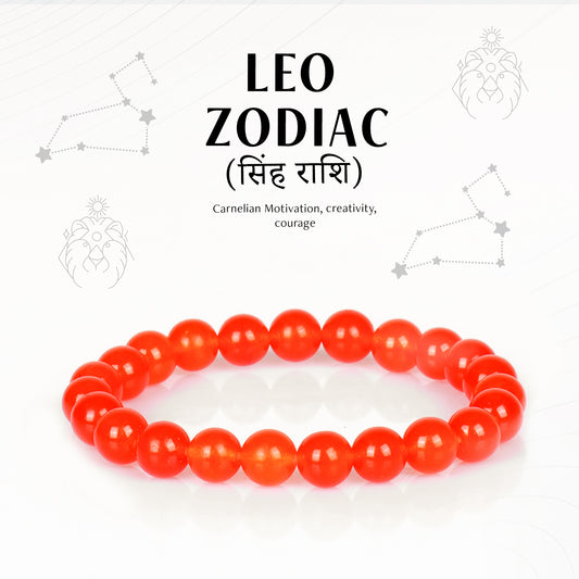 Carnelian Leo Zodiac Healing Crystal Bracelet