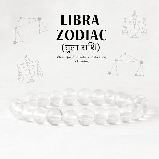 Clear Quartz Libra Zodiac Healing Crystal Bracelet