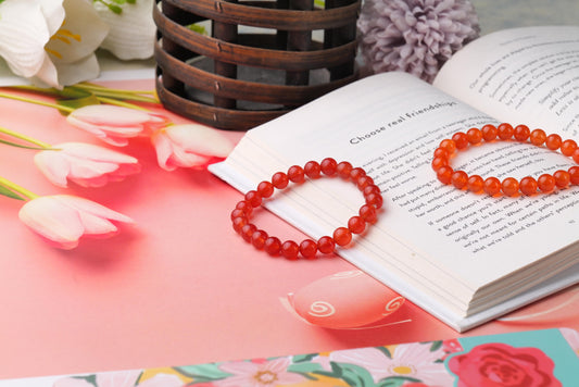 Red Carnelian Beaded Bracelet -
