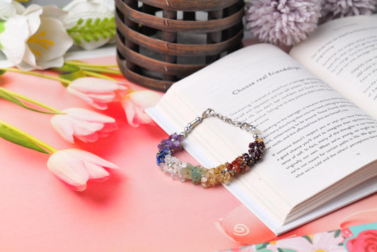 Seven Chakra Healing Crystal Stone Bracelet for Energy Balance