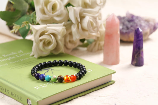 Multi Chakra Healing Beaded Bracelet with Black Onyx