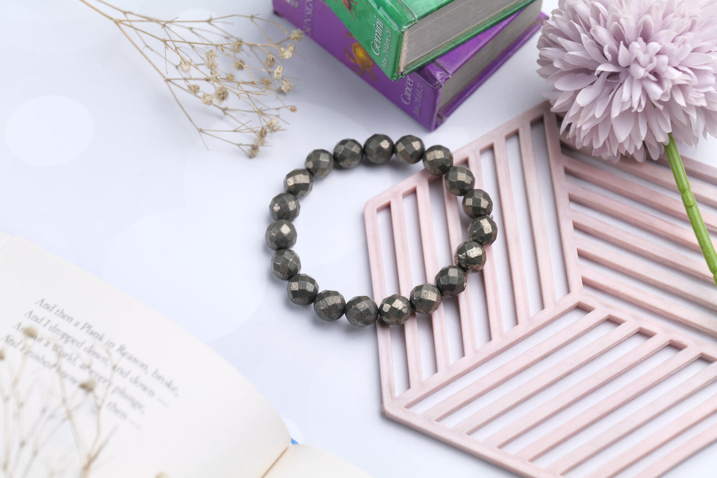 Faceted Pyrite Bracelet For Strength and Confidence