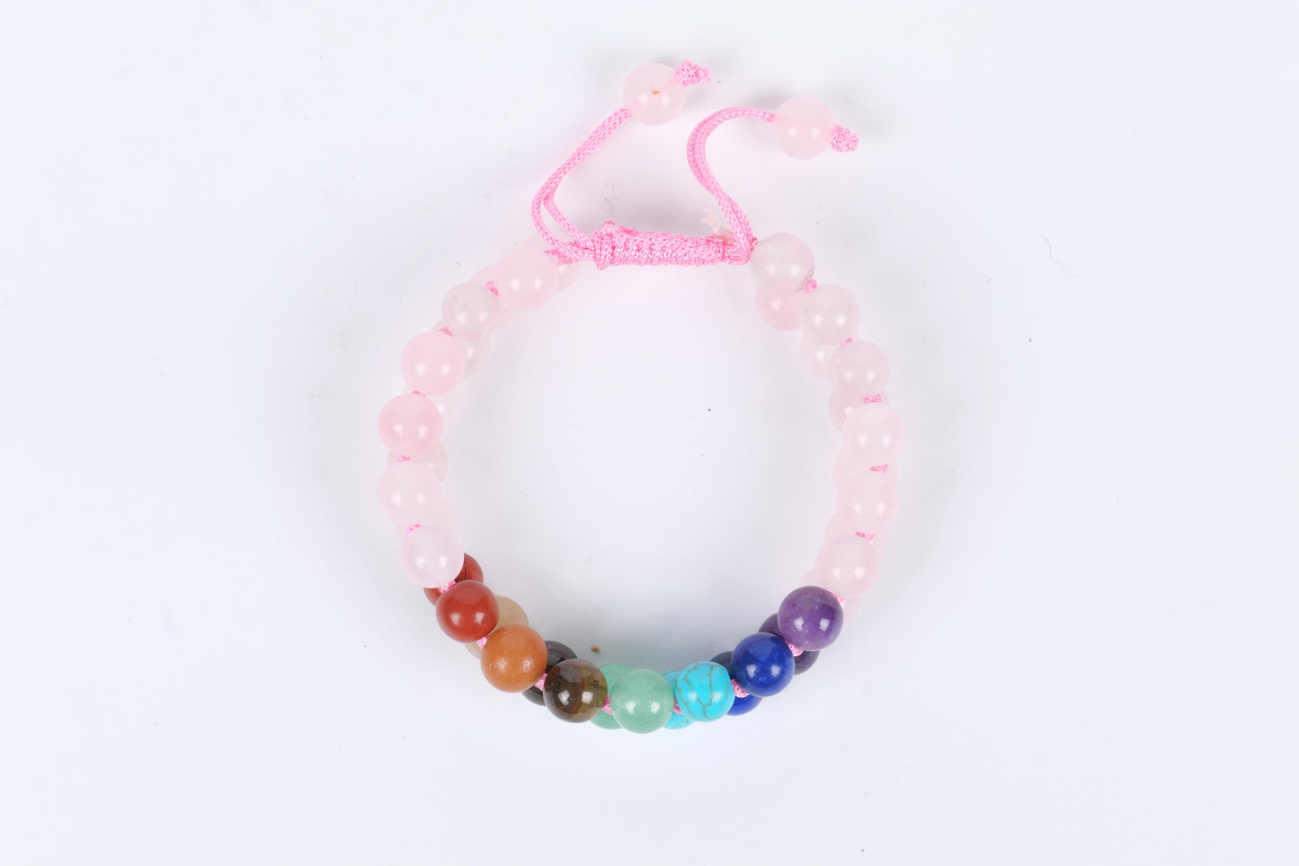 Rose Quartz & Seven Chakra Healing Crystal Stone Bracelet – Love & Balance