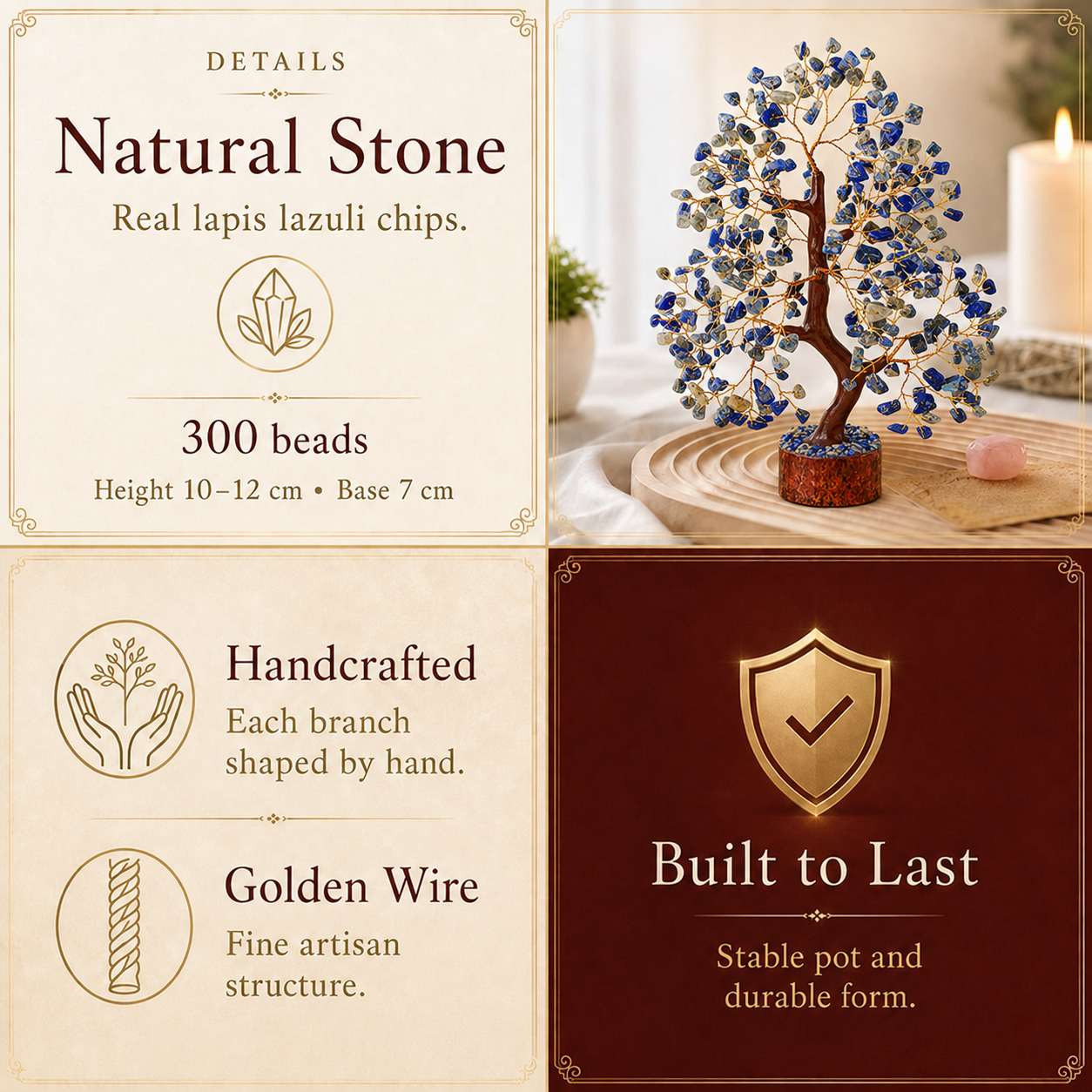 Buy Lapis Lazuli Crystal Tree with Golden Wire