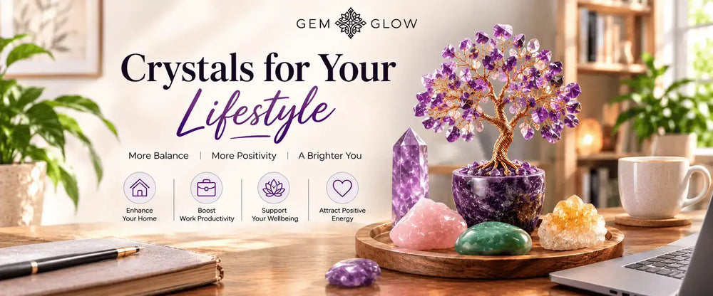 Crystals for your lifestyle with amethyst crystal tree, healing crystals, and gemstones for home and wellbeing
