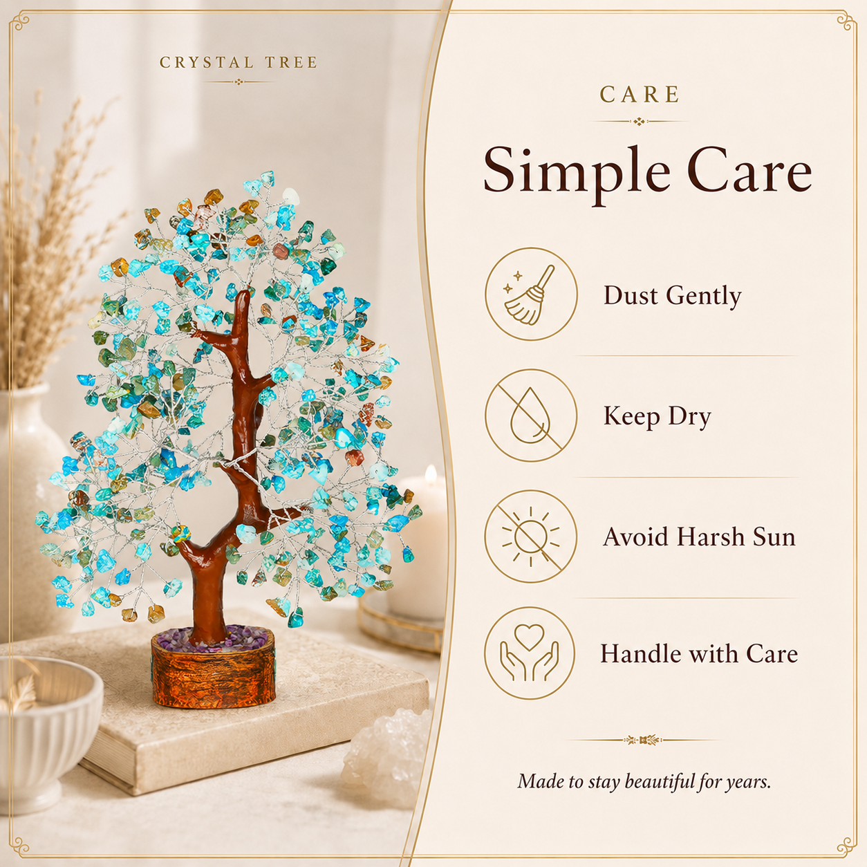 Turquoise Crystal Tree with Silver Wire