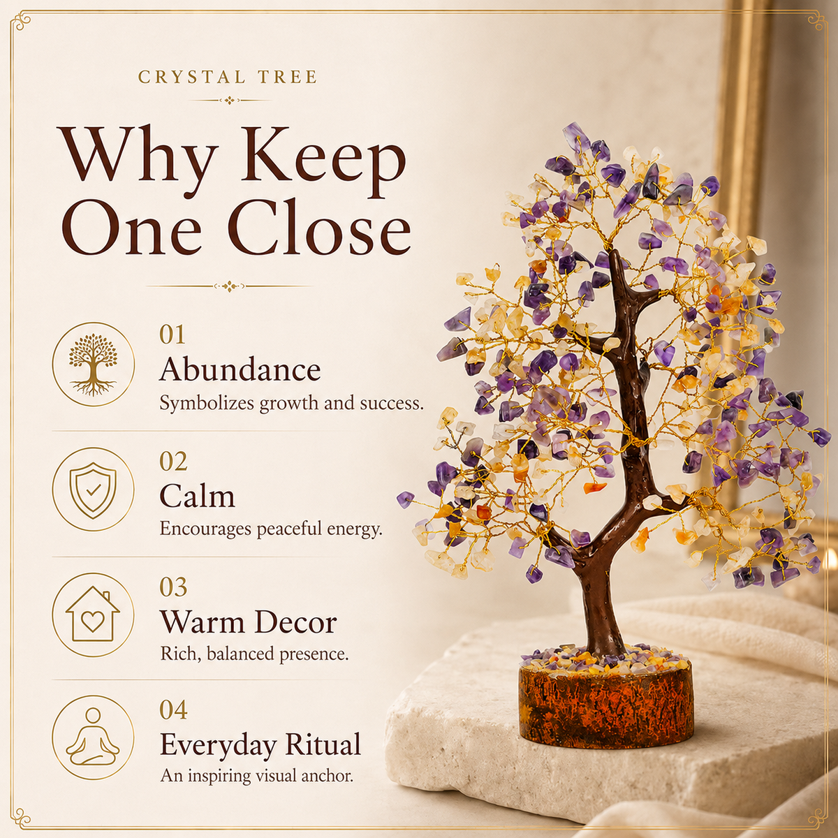 Citrine and Amethyst Crystal Tree