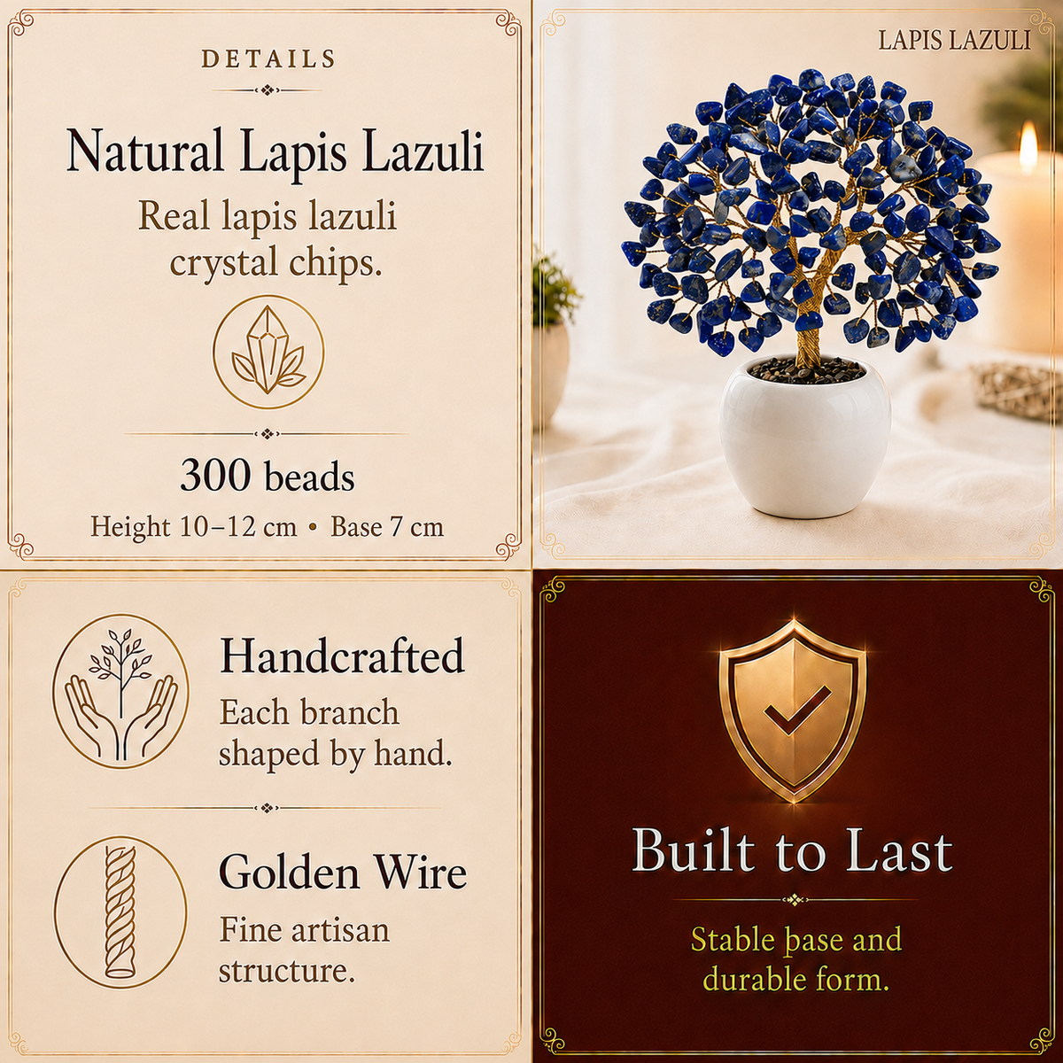 Lapis Lazuli Crystal Tree – Handmade Gemstone Bonsai Tree for Home & Office Decor