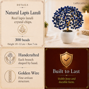 Lapis Lazuli Crystal Tree – Handmade Gemstone Bonsai Tree for Home & Office Decor