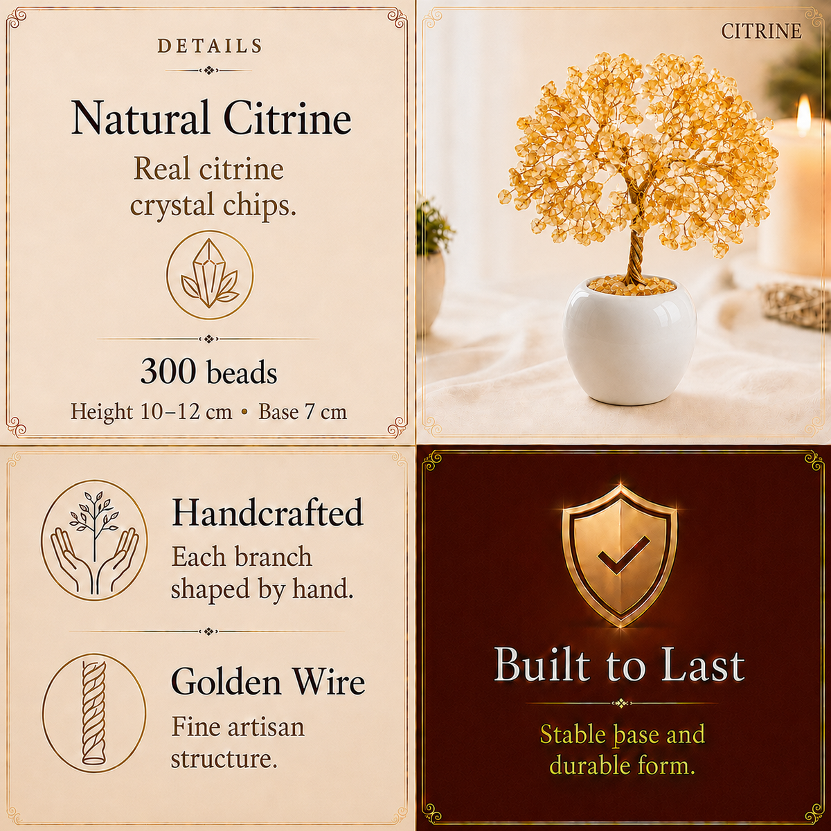 Citrine Crystal Tree – Handmade Gemstone Bonsai Tree for Home & Office Décor