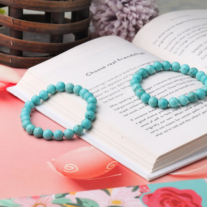 Turquoise Crystal Bracelet (Bead Size: 8mm, Length: 6-7 Inch)