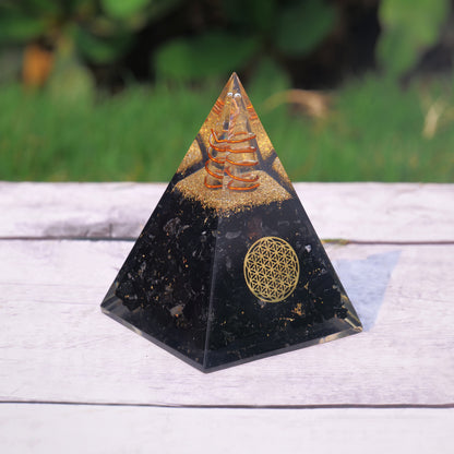 Black Tourmaline Orgone Crystal Pyramid For Meditation & Emf Protection