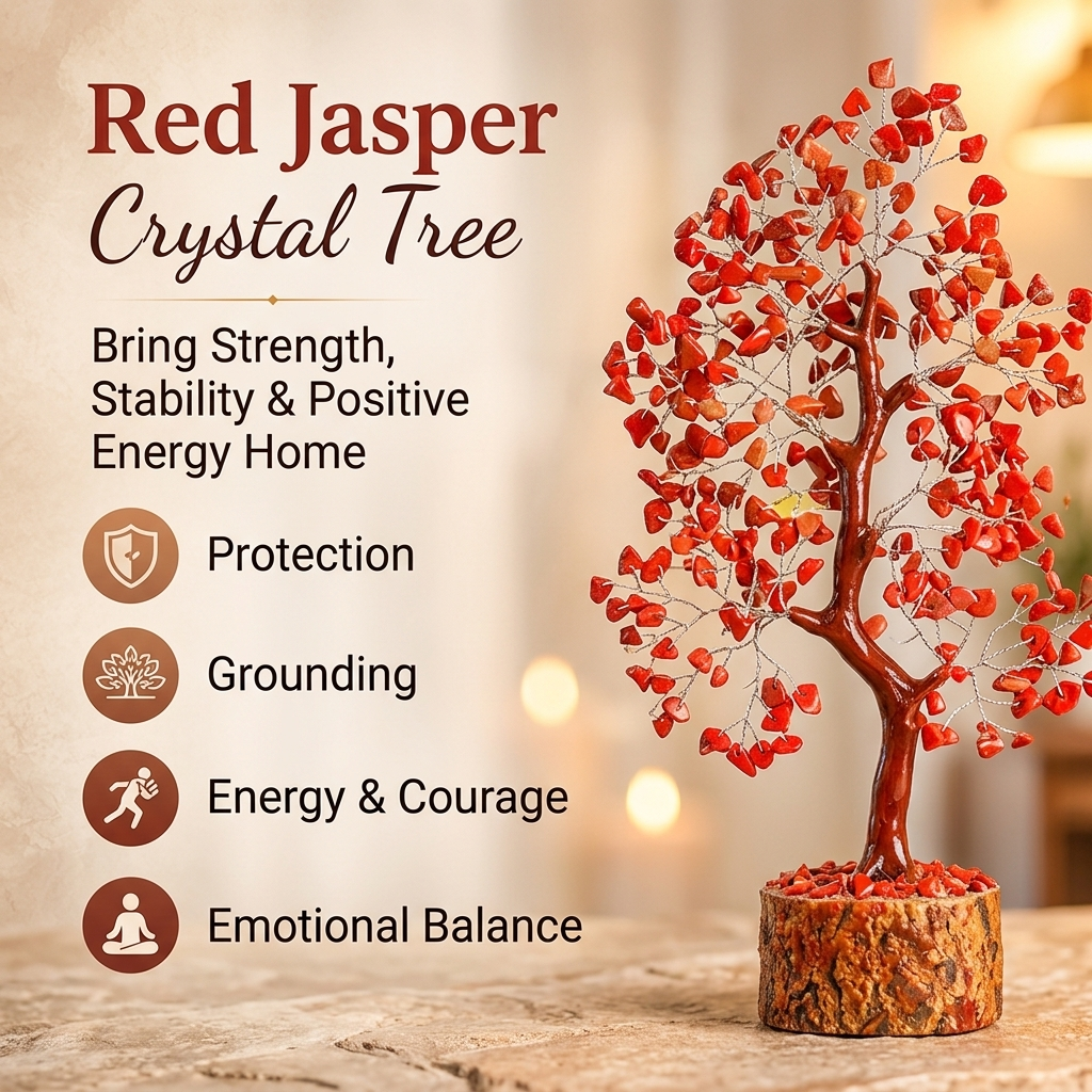 Red Jasper Silver Wire Crystal Tree