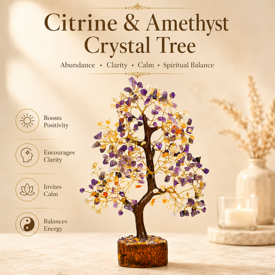 Citrine and Amethyst Crystal Tree