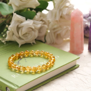 Citrine Healing Crystal Bracelet (Bead Size: 8mm, Length: 6-7 Inch)