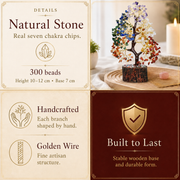 Shop Seven Chakra Crystal Wooden Tree With Golden Wire