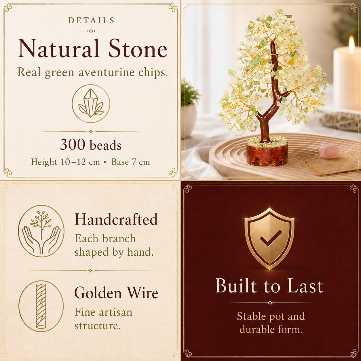 Shop Green Jade Crystal Wooden Tree With Golden Wire