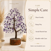 Amethyst Crystal Wooden Tree With Silver Wire