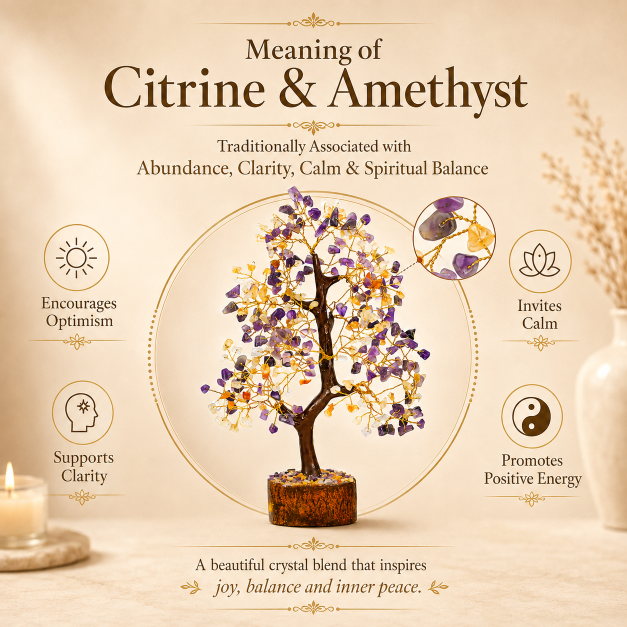 Citrine and Amethyst Crystal Tree