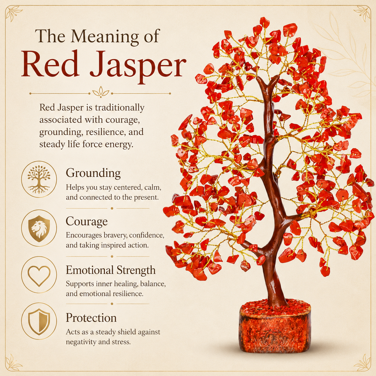 Red Jasper Crystal Tree for Strength, Stability & Positive Energy
