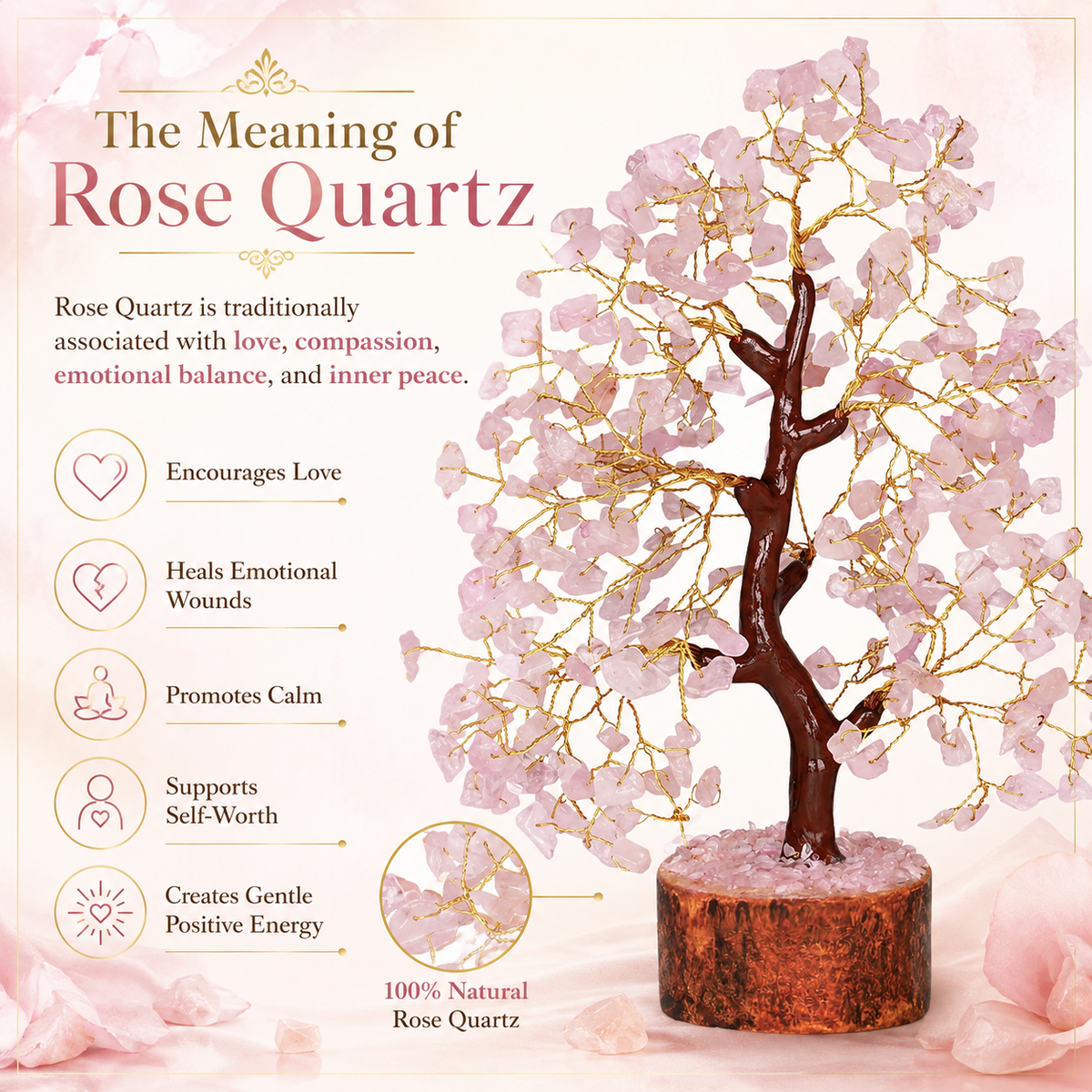 Rose Quartz Crysal Tree For your Good Luck