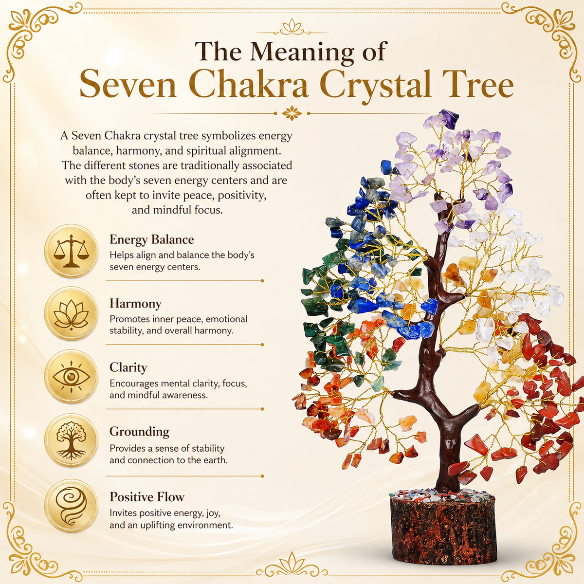 7 Chakra Crystal Tree for Home, Office and Meditation
