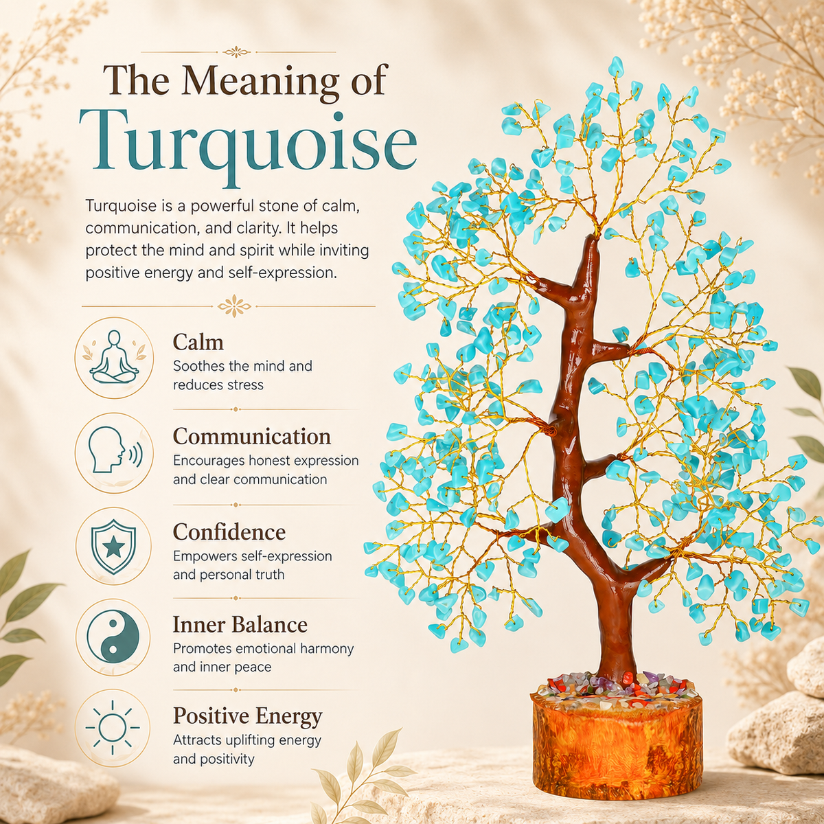 Turquoise Crystal Tree for Home, Office and Meditation