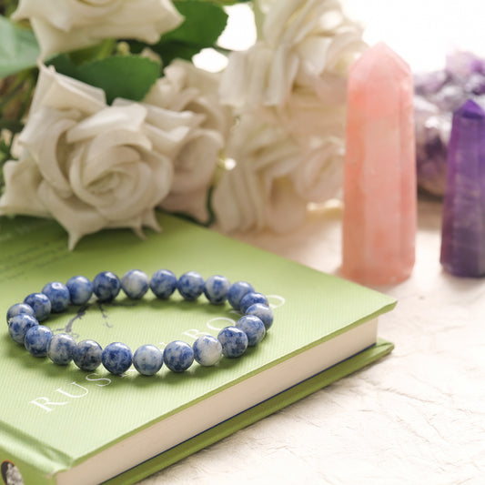 Sodalite Crystal Bracelet (Bead Size: 8mm, Length: 6-7 Inch)