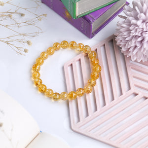 Citrine Healing Crystal Bracelet (Bead Size: 8mm, Length: 6-7 Inch)